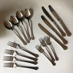 Estia DORIAN stainless ribbed glossy flatware bundle (15 pieces)